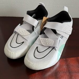 Nike White and Black Athletic Shoes with Mint Accents